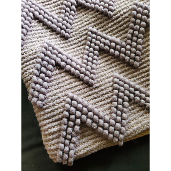 2x Hadley Wool Blend Throw Purple Pillow Covers Chevron w/Wear & Flaws - Picture 3 of 11